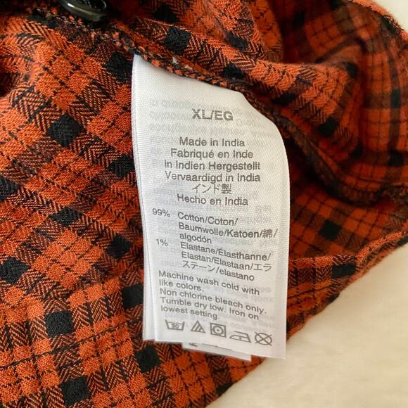 Madewell Orange And Black Plaid Top Size XL - Picture 5 of 5